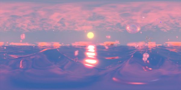 An artistic image of bubbles at sunset by artist 1iing Heaney